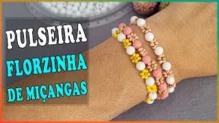 Como fazer pulseirinha com florzinha de miçangas e pérolas