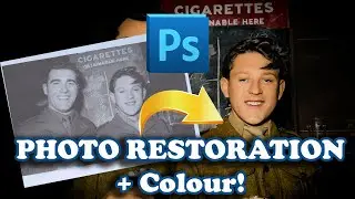 National Service Photo Restoration In Photoshop | Old Photo In Colour | Restoration Time lapse