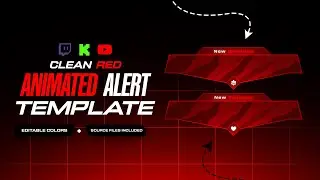 Animated Red Stream Alerts // Minimal Twitch Alerts Template // Twitch Alerts
