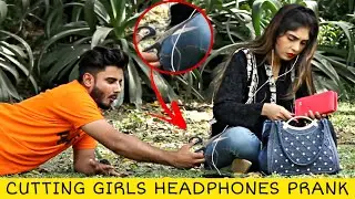 Cutting Girls Earphones, Then Giving Them Airpods Prank 