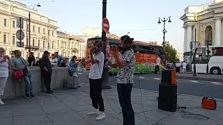 УЛИЧНЫЕ МУЗЫКАНТЫ ПИТЕРА. 29.08.24.СКРИПАЧИ НА ДУМСКОЙ УЛ.