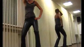 great dancing in shiny leather pants
