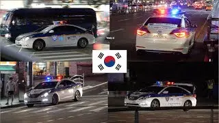 서울 경찰차 [Seoul] South Korea Police Cars With Lights At Nighttime (Compilation)