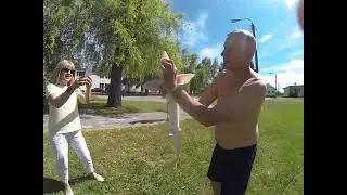 Ловля осетра ,в озере...