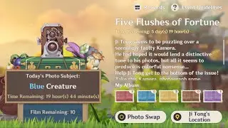 [Genshin Impact] Event - Five Flushes of Fortune (Kurious Kamera) | Day 2 - Blue Creature