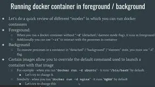 Running docker containers in foreground and background