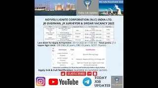 @todayjobupdates8454  Neyveli Lignite Corporation (NLC) India Ltd. Job Notification