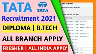 TATA Recruitment 2021 | Diploma B.tech Fresher  | Almost All Branch | All India Apply | TATA Group