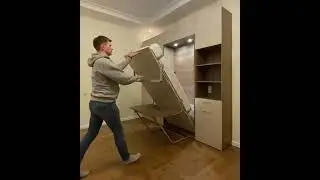 Вертикальная шкаф-кровать трансформер со столом