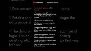 What is Cursor? | How to write a cursor in SQL Server? | 
