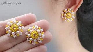 Spring flower earrings. How to make beaded stud earrings