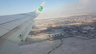Transavia Boeing 737 takeoff from snowy Sofia