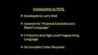 Best Perl Tutor : 1 - Perl Introduction