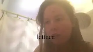 hot girl eats lettuce in the shower