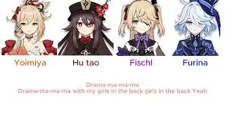 Hu tao, Furina, Yoimiya and Fischl - Drama Aespa AI cover