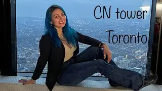 Toronto CN tower viewing from Restautant, glass floor walk around.