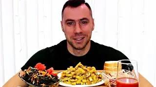 MUKBANG Жареная картошечка с грибами / ASMR / МУКБАНГ / Мукбанг Сеня  / eating show /먹방
