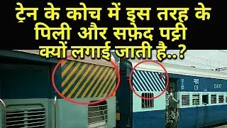 What yellow and white line indicates on train coach?