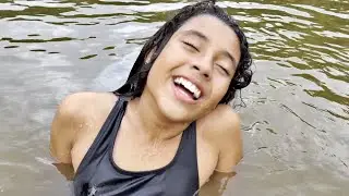 The dog jumped into the river with me!