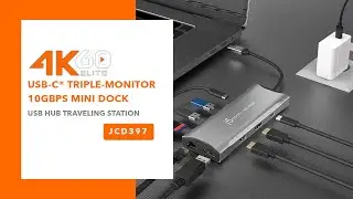 j5create 4K60 Elite USB-C® Triple-Monitor 10Gbps Mini Dock | Model: JCD397