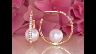 Feminine Brillanten Creolen mit Süßwasser Perlen | Feminine Diamond Hoops with Freshwater Pearls