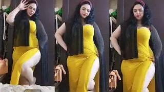 Fashion Show 💞 The spoiled girl in the open yellow dress, for supporters only 😱 with a home dance 😋🍑