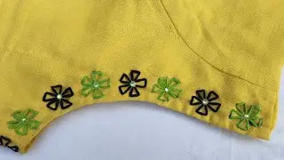 Very Simple Thread work design using normal needle on Stitched Blouse | Beautiful Flower work design