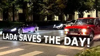 ANDREW'S MCLAREN 765LT VS TRISTAN'S LADA 1500! 🤣