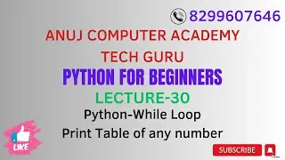 Python-While loop-Print Table of any number