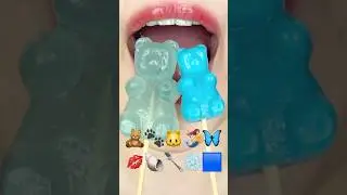 ASMR BLUE KOHAKUTO EMOJI FOOD 파란색 코하쿠토 이모지 먹방 (sped up)