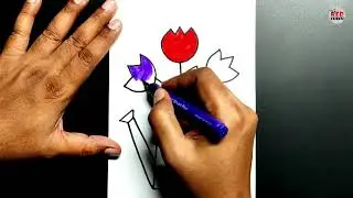 Flower pot drawing for kids || Easy drawing for kids
