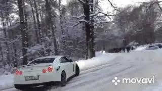 Nissan GTR drift. Дрифт зимой. Exhaust . Sound. Звук выхлопа .