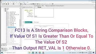 Siemens String Data Types | String Function | FC21 LEN | FC11 FIND | FC13 GE_STRNG | FC10 EQ_STRNG