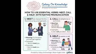 How to use essential verbs MEET, CALL and HELP, with native pronunciation of you