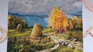 🧵Готовая работа⛈️Осенняя гроза⛈️от "Овен" и др. финиши. Моя первая вышивка на одежде👕, впечатления.🪡