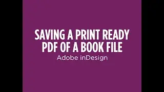 Save Print Ready PDF for Book and Cover