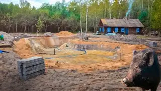 Our life in the forest. Building a pond, culling the poultry. The whole barnyard joined us for mu...