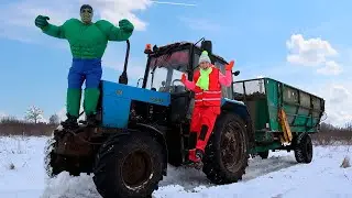 ХАЛК залез на СИНИЙ ТРАКТОР и ИСПОРТИЛ СИНИЙ ТРАКТОР сломался