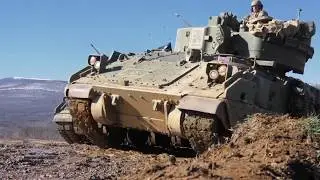 M2 Bradleys fire the 25mm cannon for qualifications in NOVO SELO, BULGARIA