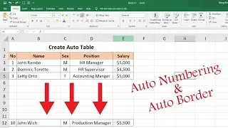 How to make Auto Numbering and Border in Microsoft Excel