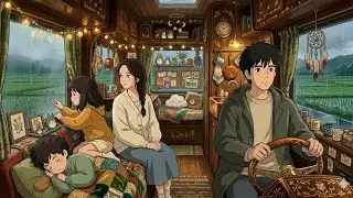 Rainy Days in our mobile home ✨| Cozy Family Moments ⛈️🚐🌌 | Ghibli Style Video 🤍 
