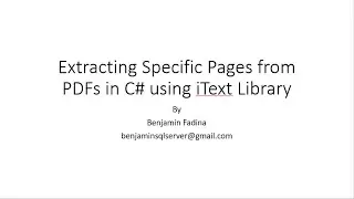 Extracting Specific Pages from PDFs in C# using iText Library