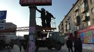 Демонтаж незаконной рекламы в Бийске