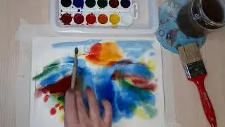 Видео. Весна. Техника Акварель по-сырому.