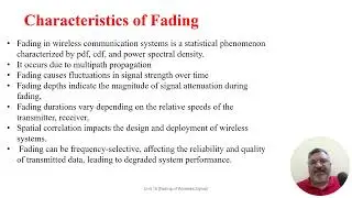 Wireless Communication System Unit 15: Fading of Wireless Signals