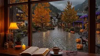 [RAINY HALLOWEEN JAZZ] 🍁 Peaceful Autumn Jazz Piano with Candlelight Glow for Relaxation and Study