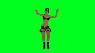 Lara Croft dancing green screen
