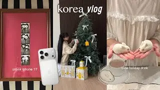 Korea Vlog: popular photobooth, cheap vintage street, unbox iphone 17, winter home decor & cooking