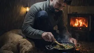 Heavy Rain Camping with My Dog ⛈️ Cooking, Fire & Cozy Tent ASMR