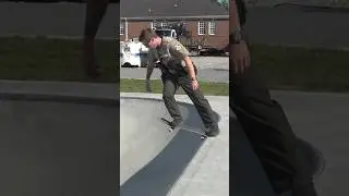 On Duty Cop Skateboarding In Uniform